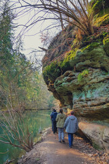 he Schwarzach Gorge is a popular hiking destination near Nuernberg in Middle Franconia (Bavaria/Germany). The path leads from Feucht to Schwarzenbruck. The sandstone is typical for this ravine.