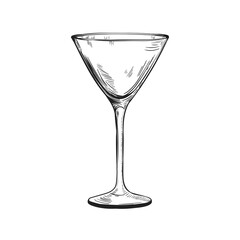 Hand drawn cocktail glass. Vector illustration isolated on white background