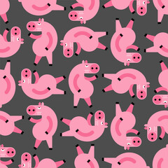 Angry pig pattern seamless. Disgruntled piggy background. wicked swine vector texture