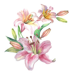 Naklejka na ściany i meble bouquet of pink lilies