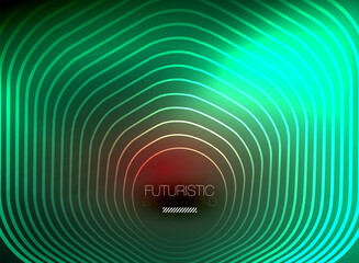 Neon color square shape lines abstract background. Shiny magic energy and motion concept, vector abstract wallpaper background