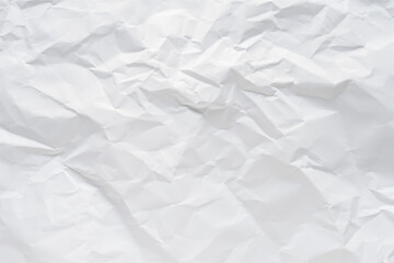 White crumpled paper texture background.
