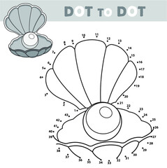 Black and white vector illustration of Cartoon the seashell. Numbers game. Educational game for children.