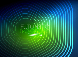 Neon color square shape lines abstract background. Shiny magic energy and motion concept, vector abstract wallpaper background