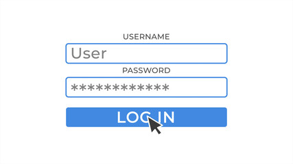 Typing on Usernane and Password Column and Clicking Log In Button Computer on White Background