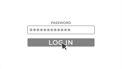 Typing on Password Column and Clicking Log In Button Computer on White Background