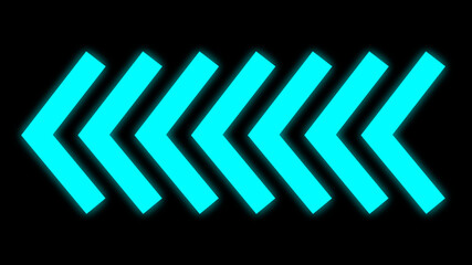 Moving and Blinking Butted Arrow Direction with Neon Glow LED Style on Black Background