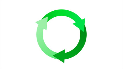 Green Rotating Recycle or Cycle Symbol with three arrow on White Background