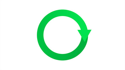 Green Rotating Recycle or Cycle Symbol with one arrow on White Background