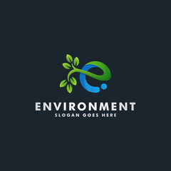 Letter E environment logo design vector illustration