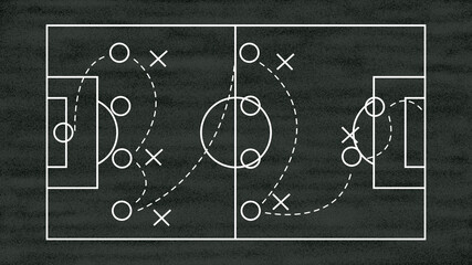 Soccer of Football Field with 442 Tactic and Line Instruction with Opponents Formation