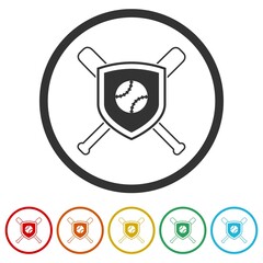 Baseball ring icon isolated on white background color set