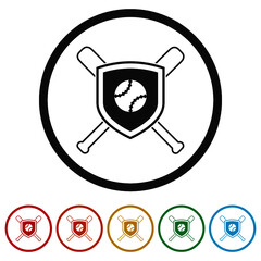 Baseball ring icon isolated on white background color set