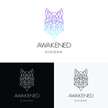 Wolf geometric logo. Vector Awakened wolves