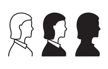 Women profile face icon on white background. Vector illustration.