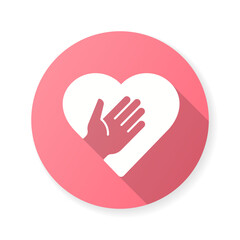 Volunteer icon with long shadow for graphic and web design.