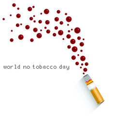 Fusion of Bullet and Cigarette butt Burning with blood drops as smoke.