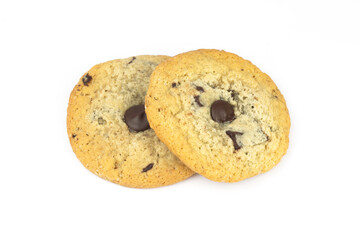 Chocolate Chip Cookies. Sweet chocolate cookies on white background. Part of set.