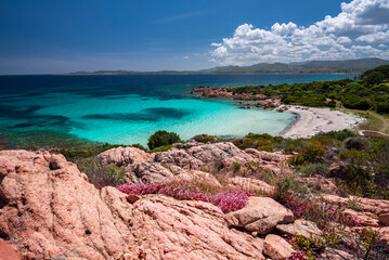 Fototapeta na wymiar Crystal clear water on the doctor's beach, Olbia - Sardinia