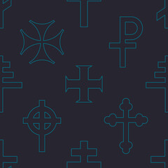 Seamless pattern with variants of Christian cross for your project
