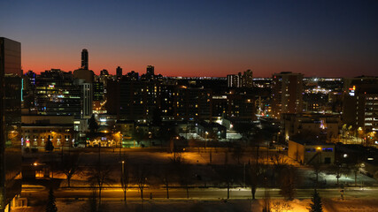 Beautiful Night Skyline of Downtown Edmonton 