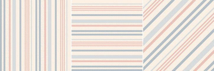 Stripe pattern seamless print in grey blue, orange, beige. Herringbone textured stripes for spring summer autumn linen or cotton dress, skirt, shirt, other modern fashion or home fabric design. - 434871901