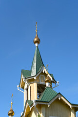 Fototapeta na wymiar landscape with a view of St. Nicholas church. Slyudyanka