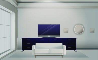 ilustrations vector graphic of realistic living room designrealistic living room design