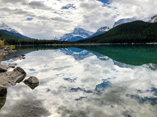 Beautiful Snow Mountain and Reflection in Lake