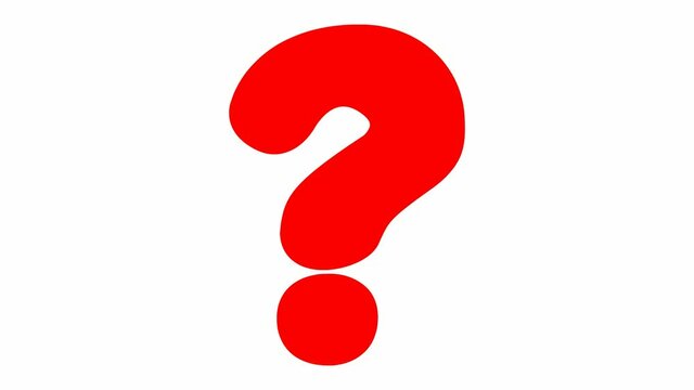 Animated funny red symbol of question mark. Looped video. Vector illustration isolated on a white background.