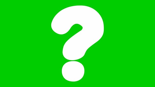 Animated funny white symbol of question mark. Looped video. Vector illustration isolated on a green background.
