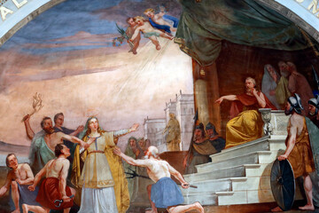 ƒglise Sainte-Agathe de Rumilly. Fresque de la passion et de la gloire de Sainte-Agathe.