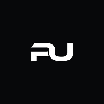 pu modern letter logo design with black background 