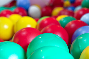 Colored plastic balls in close-up