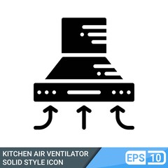 kitchen air ventilator icon in solid style. vector illustration isolated on white background. EPS 10