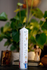 Seasonal advent candle for the countdown to christmas.  France.