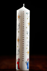 Seasonal advent candle for the countdown to christmas.  France.