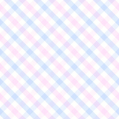 Gingham pattern check vector in pastel blue, pink, off white. Spring, summer, autumn textured vichy graphic for tablecloth, picnic blanket, oilcloth, other modern fashion fabric or paper print.