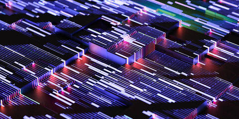 dark futuristic abstract micro technology surface 3d render illustration