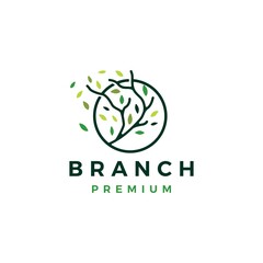 tree branch circle leaf tree logo vector icon illustration