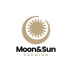 crescent moon and sun logo vector icon illustration