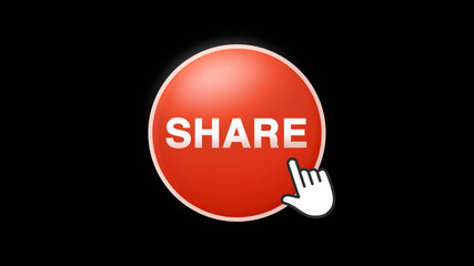 Share Text Button Click on Black Background