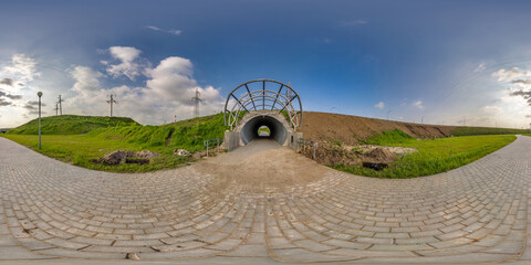 full spherical hdri panorama 360 degrees angle view on pedestrian footpath and bicycle lane path...