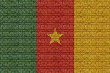 3D Flag of Cameroon on brick wall
