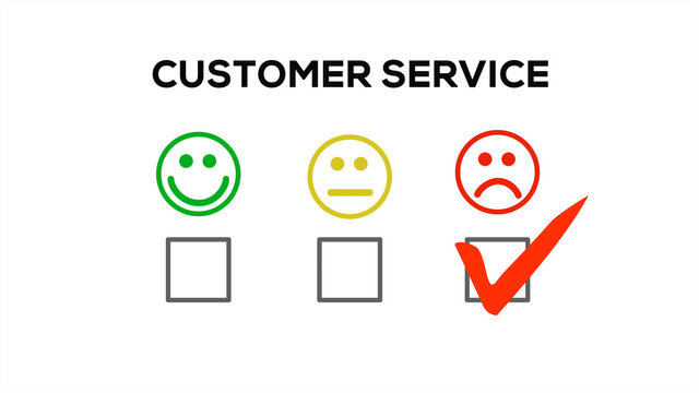 Bad Customer Service Review On Emoji Or Emotion And Square Check List On White Background