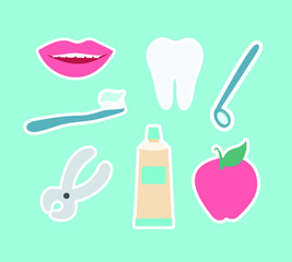 set of dentistry equipment vector health icon