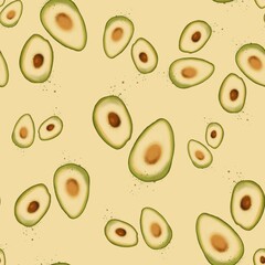 Seamless pattern with avocadoes