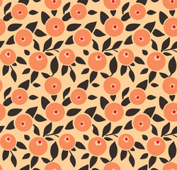 Japanese Circle Flower Vector Seamless Pattern