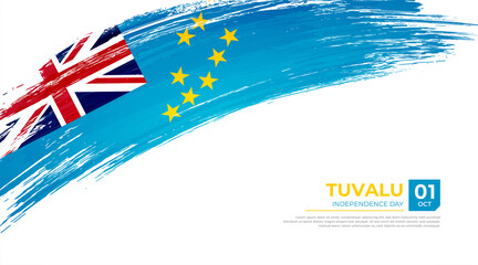 Flag of Tuvalu country. Happy Independence day of Tuvalu background with grunge brush flag illustration