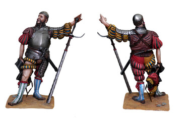 Landsknecht with longsword. Medieval soldier illustration. Medieval mercenary.	